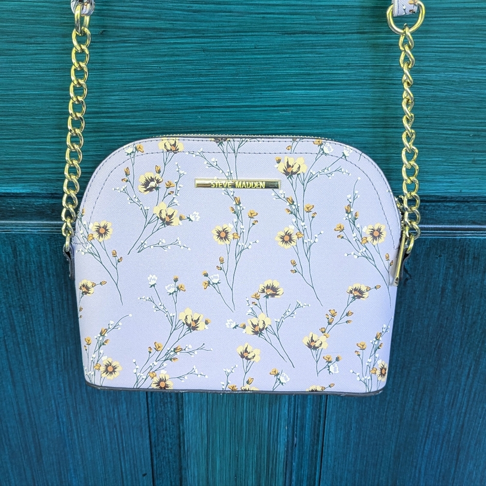 Steve Madden Lavender Floral Dome Satche Bag | Faux Leather Crossbody Purse